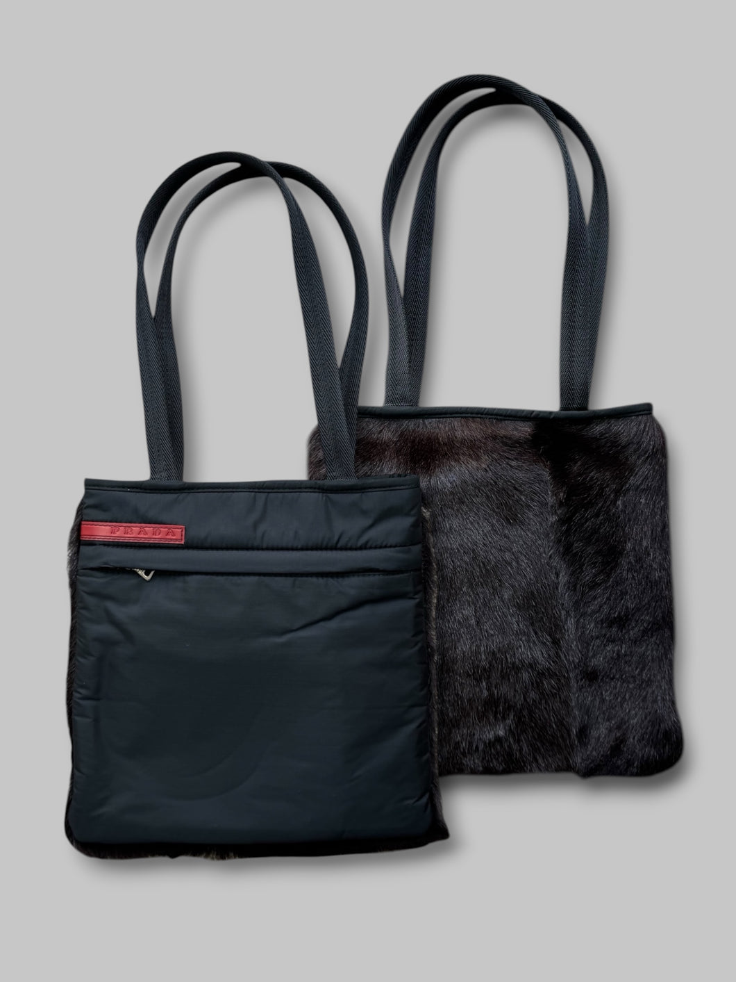 Prada Sport 1999 Nylon Fur Shoulder Bag